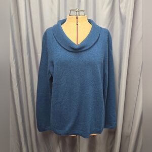 Talbots Women's Cowl Neck 100% Cashmere Sweater in Deep Blue